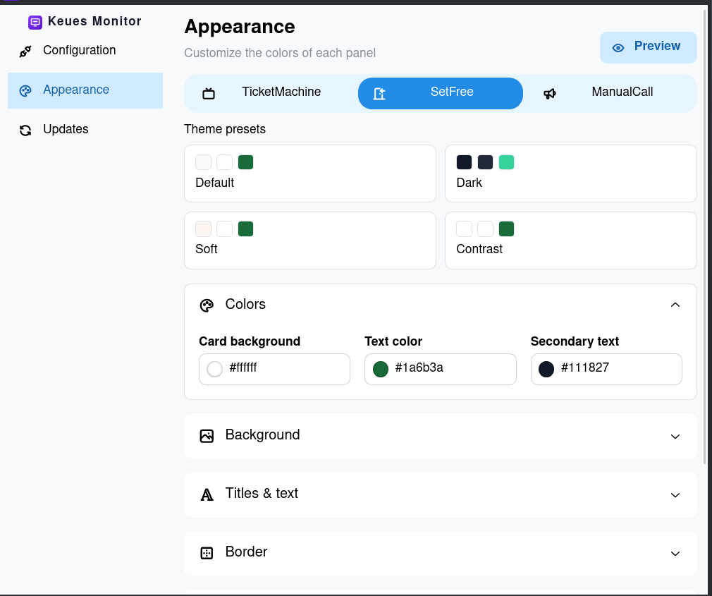 Monitor customization options